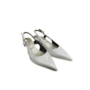Zara Ivory Patent Pointed Slingback Heels